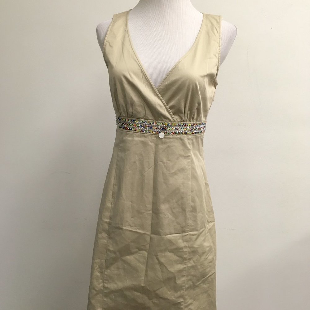 Love Moschino tan v neck stretch beaded dress 6